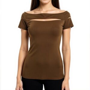 Off shoulder sexy brown top